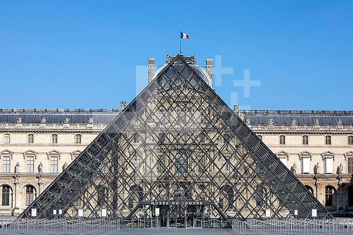 Paris, France. The Louvre museum during the May 2020 lockdown.