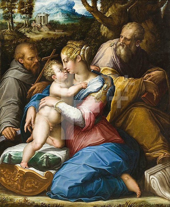 Holy Family with Saint Francis in a Landscape, 1542. Creator: Giorgio Vasari.