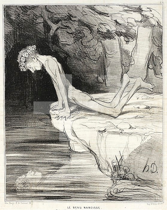 Le beau Narcisse, 1842. Creator: Honore Daumier.