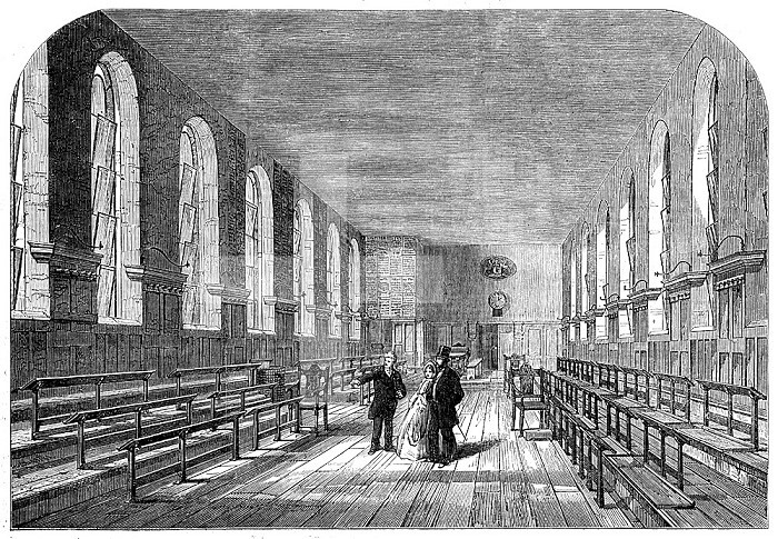 The upper schoolroom of Merchant Taylors´ School, 1862. Creator: Unknown.
