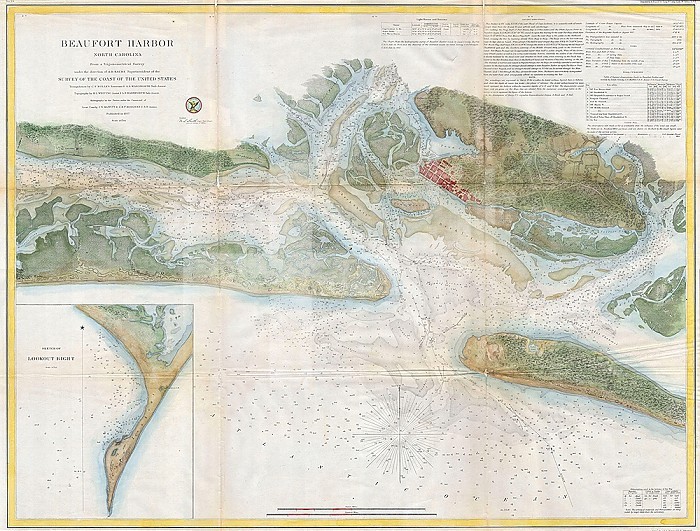 1857, U.S.C.S. Map of Beaufort Harbor, North Carolina