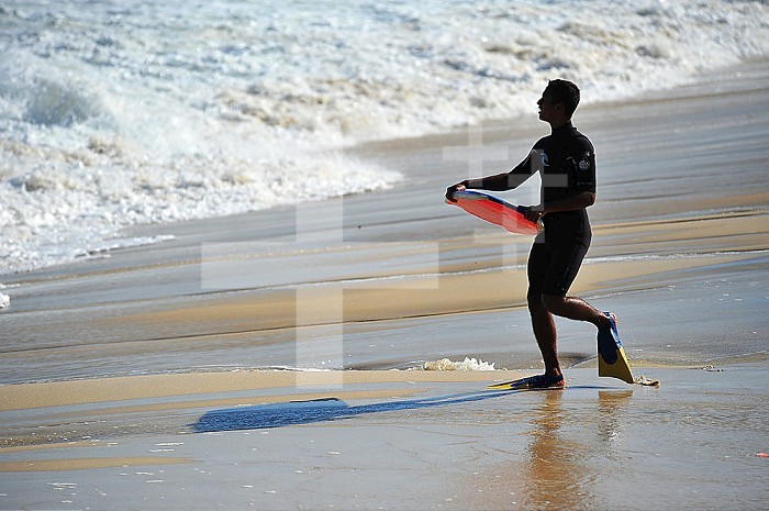 Body board on a beach in Rio.