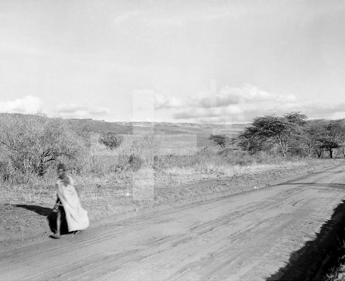 KENYA: HIGHWAY, 1936. /nScene along a highway in the Rift Valley in Kenya. Photographed in 1936.