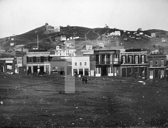 SAN FRANCISCO, c1850. Portsmouth Square in San Francisco, California. Daguerreotype, c1850.