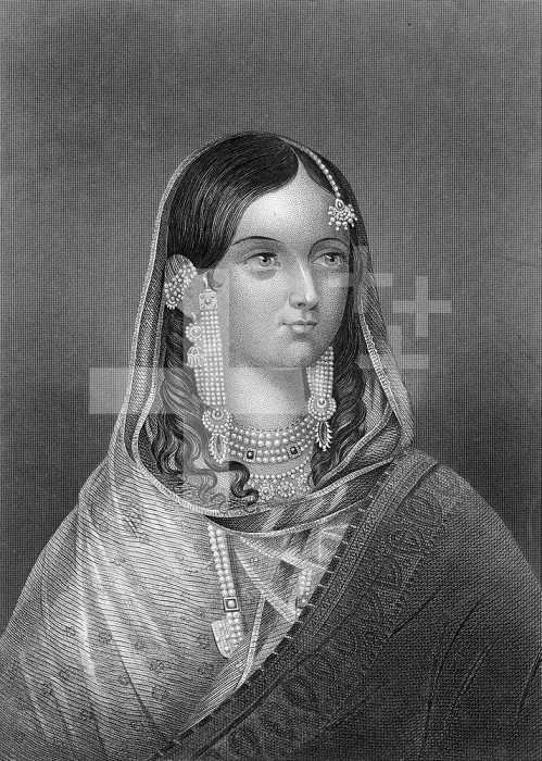 ZINAT MAHAL (d. 1882). /nBegum (Queen) of Delhi. Steel engraving, c1857.